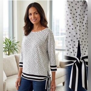 Ann Taylor Black and White Polka Dot Blouse